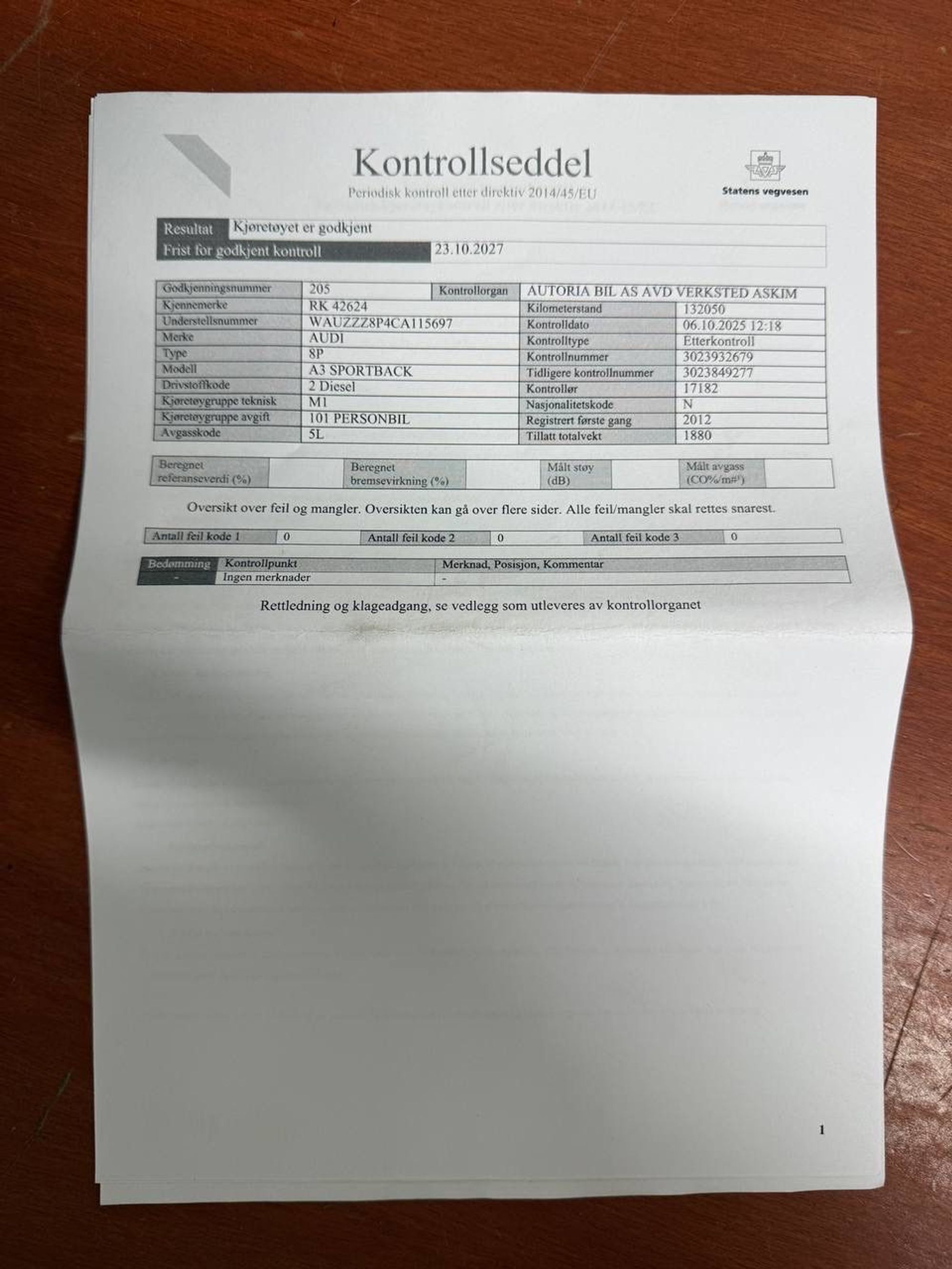 Audi A3 Sportback 1.6 TDI  Manual, 105hp, 2012